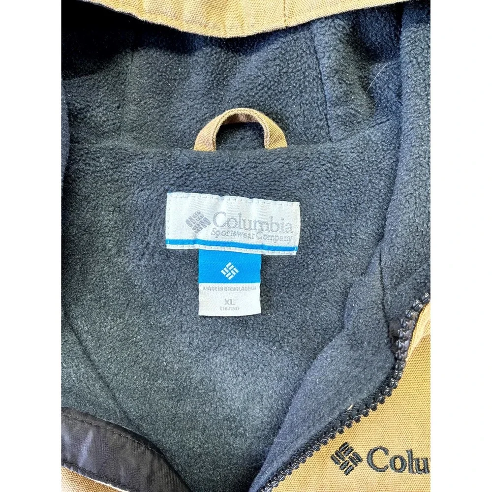 Columbia Loma Vista Hooded Jacket Boys XL 18/20 Brown Fleece Lined Full Zip
